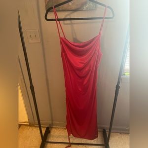 Red satin dress